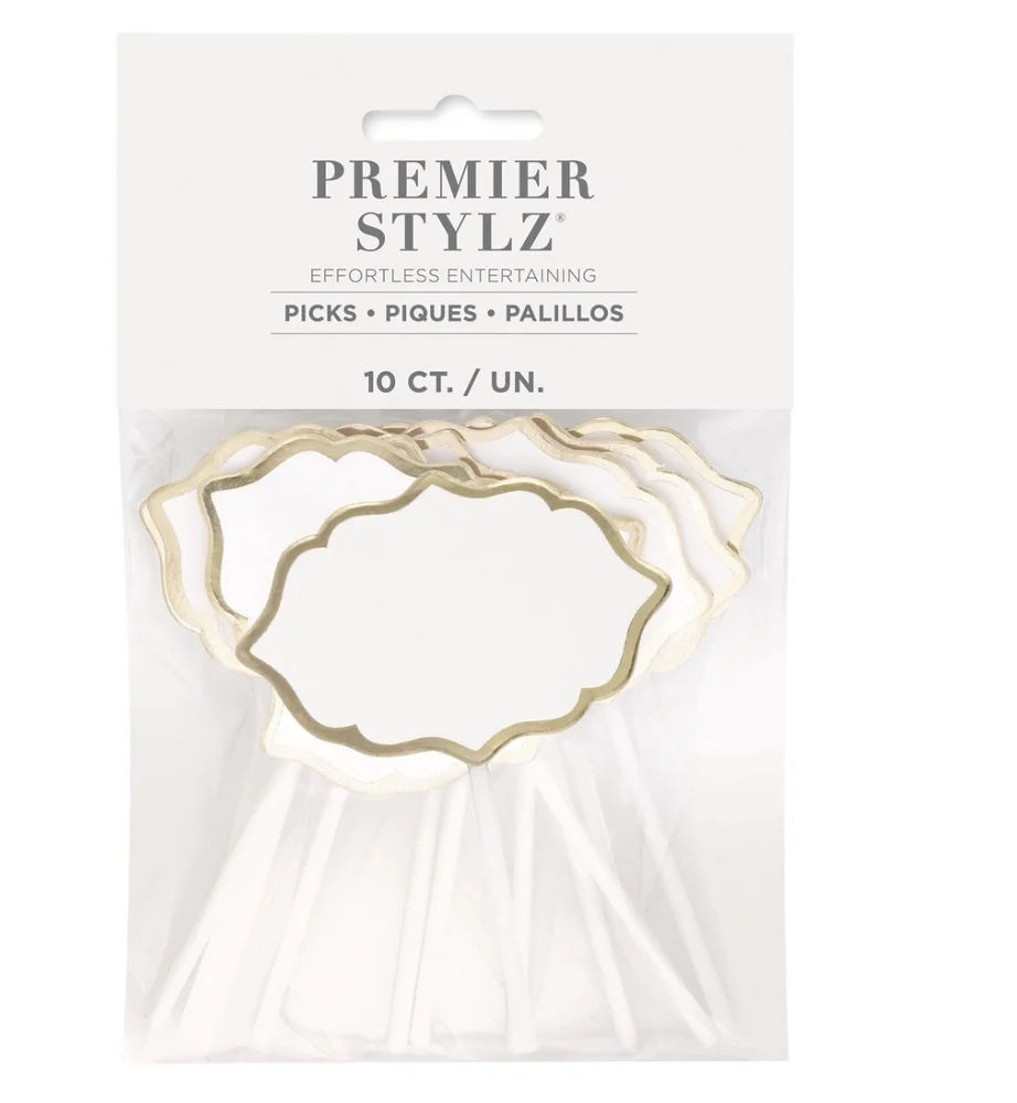 Gold-Edged Food Picks – 10 Pack