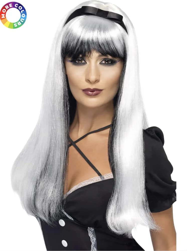 Bewitching Wig, White & Black