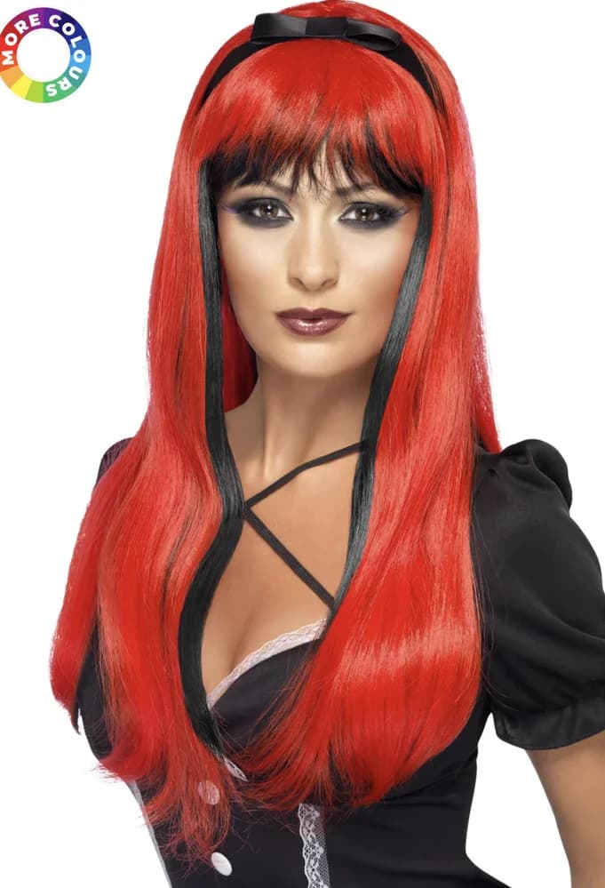 Bewitching Wig, Red & Black