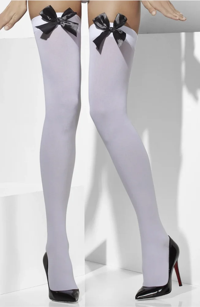 Opaque Hold-Ups – White with black bow