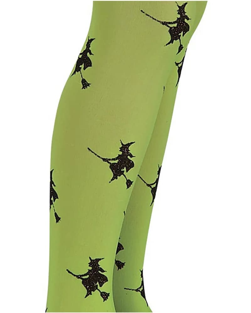 Glitter Green Witch Tights –Child (Small)
