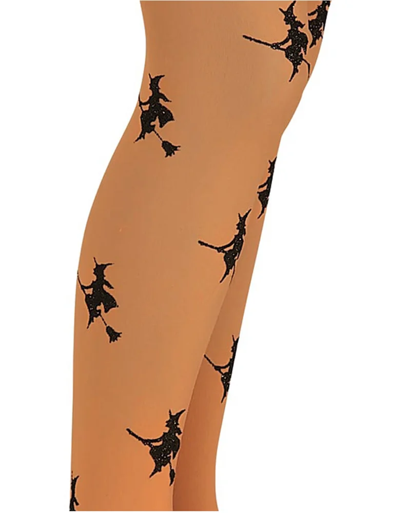 Glitter Orange Witch Tights –Child (Small)