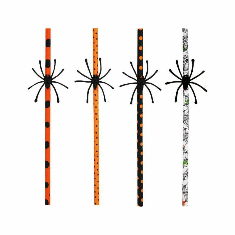Halloween Spider Paper Straws - Pk 10