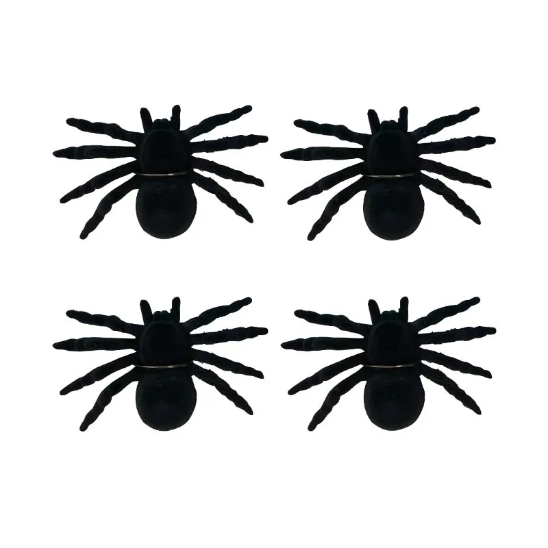 Black Halloween Spiders - Pk 4