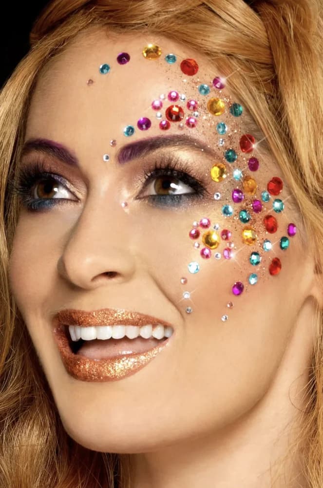 Multi--Rainbow Jewel Face Gems