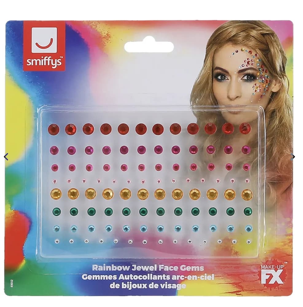 Multi--Rainbow Jewel Face Gems
