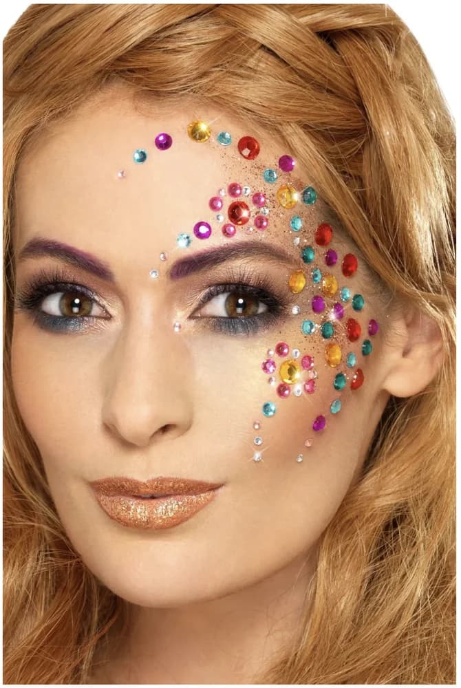 Multi--Rainbow Jewel Face Gems