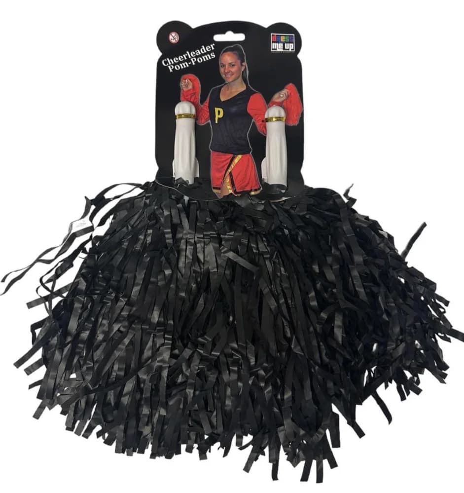 Cheerleader Black Pom-Poms – Pk2