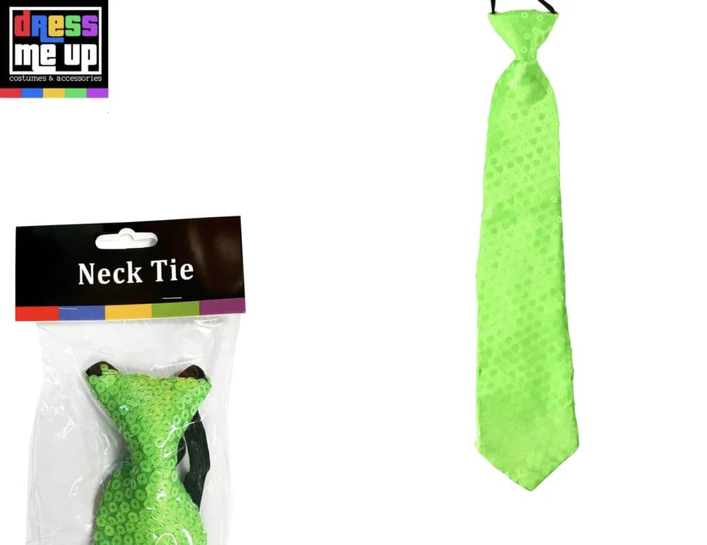 -Green Neon Sequin Necktie