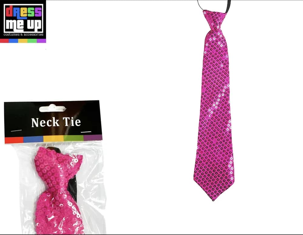 Pink Neon Sequin Necktie