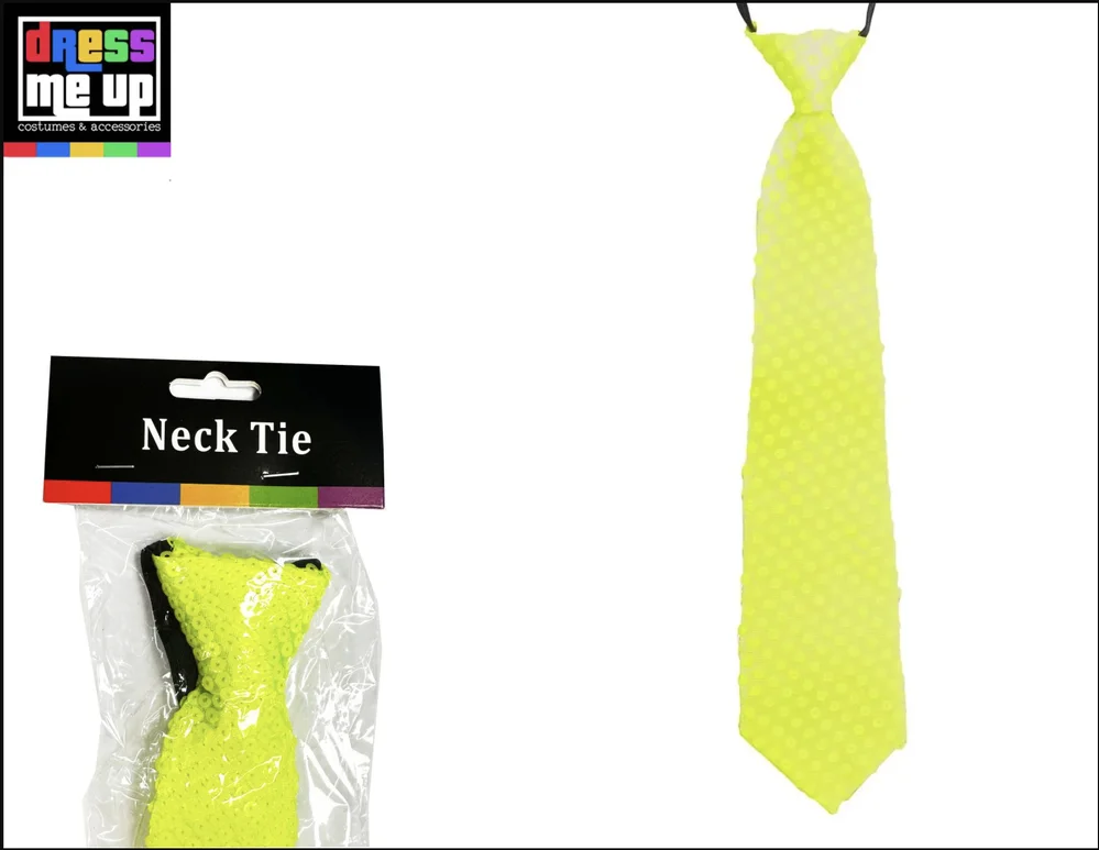 Neon Yellow Sequin Necktie
