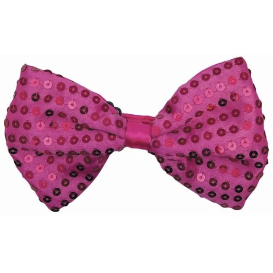 Pink Neon Sequin Bow Tie