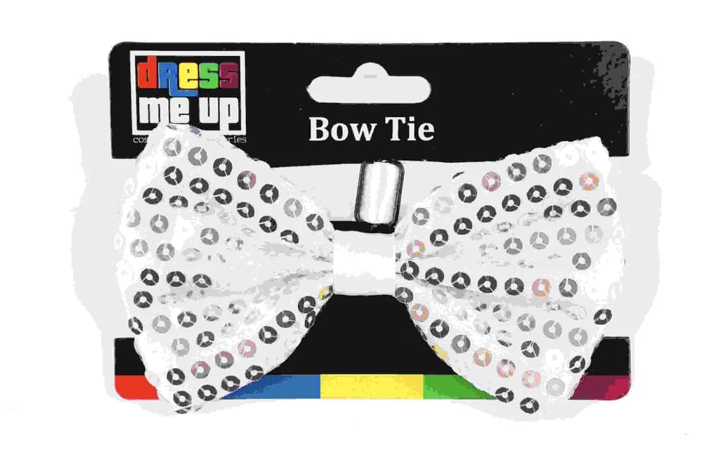 White Sequin Bow Tie