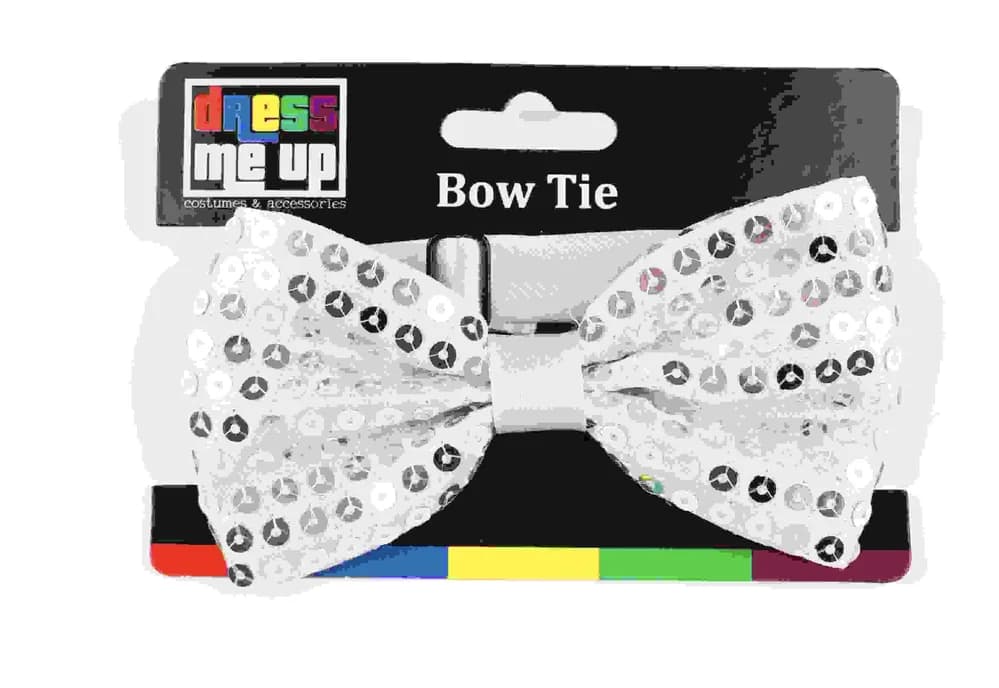 Silver Sequin Bow Tie