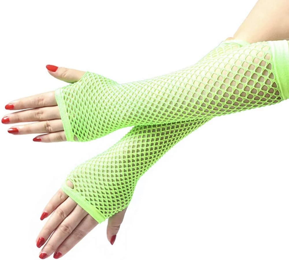 Green Fishnet Gloves
