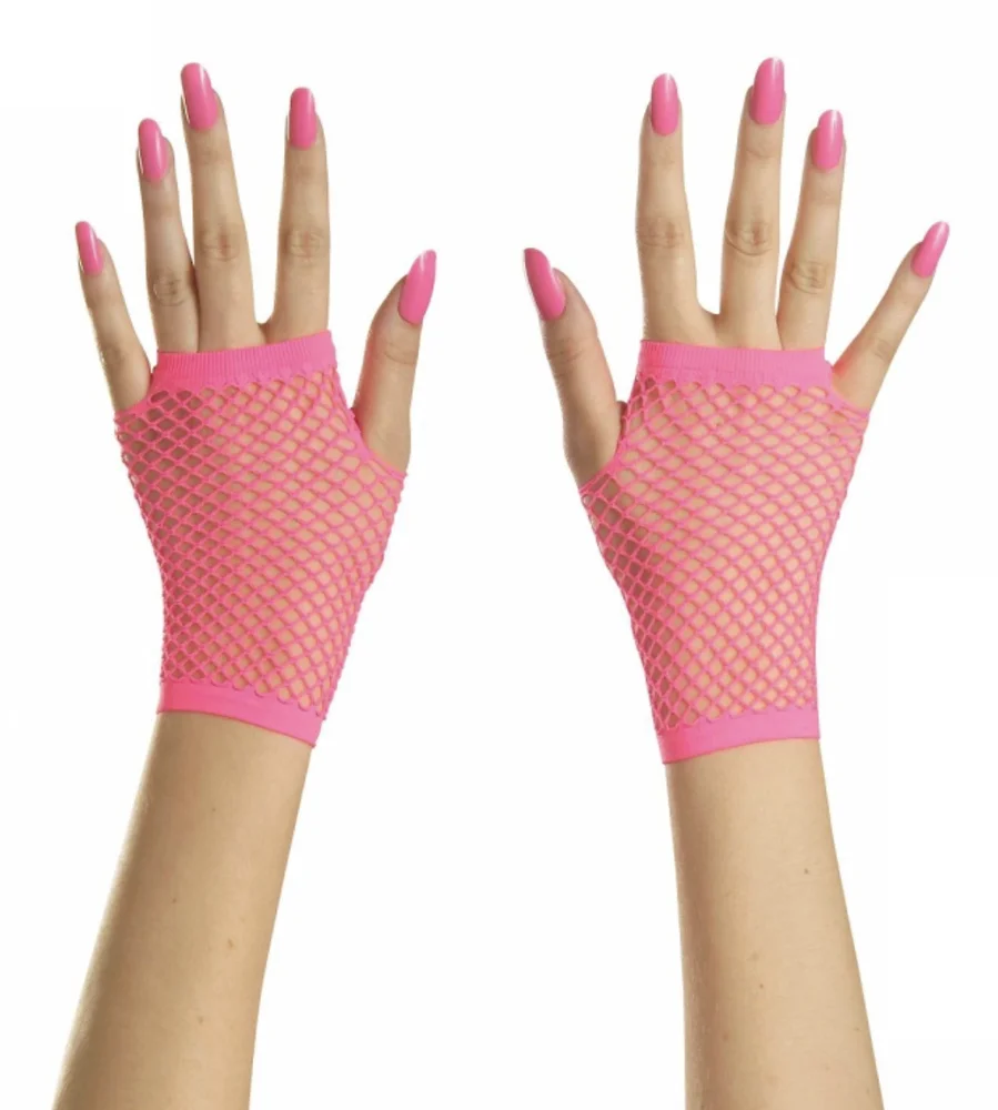 Pink Fishnet Hand Gloves
