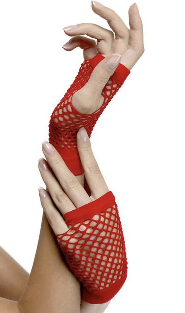 Red Fishnet Hand Gloves