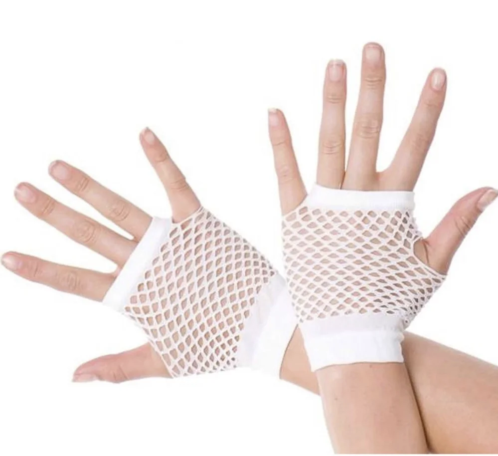 White Fishnet Gloves