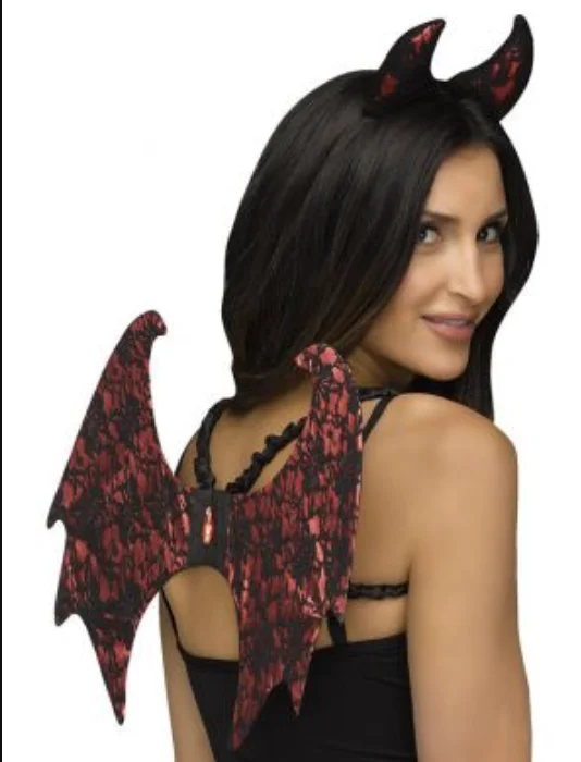 Red Lace Devil Wing & Headband Set