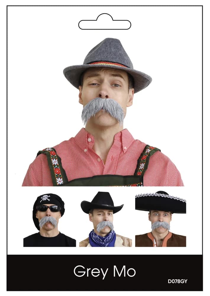 Mo Moustache – Grey Large