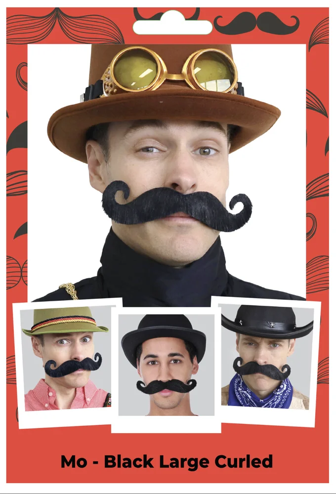 Moustache Costume – Black Large Curled