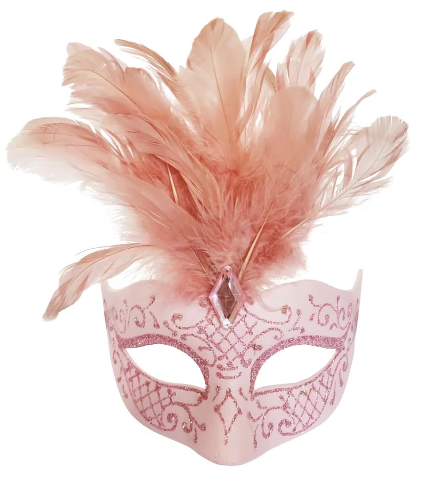 Feathered Masquerade Mask – Pink