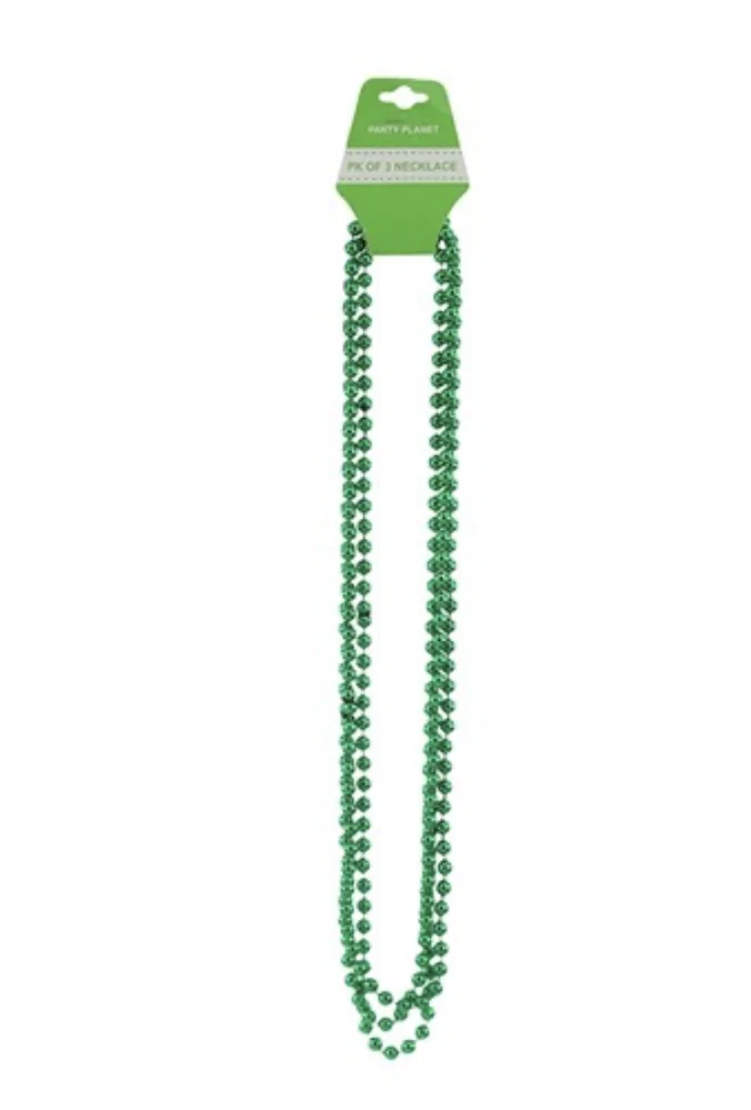 Party Bead Green Necklace –Pk3