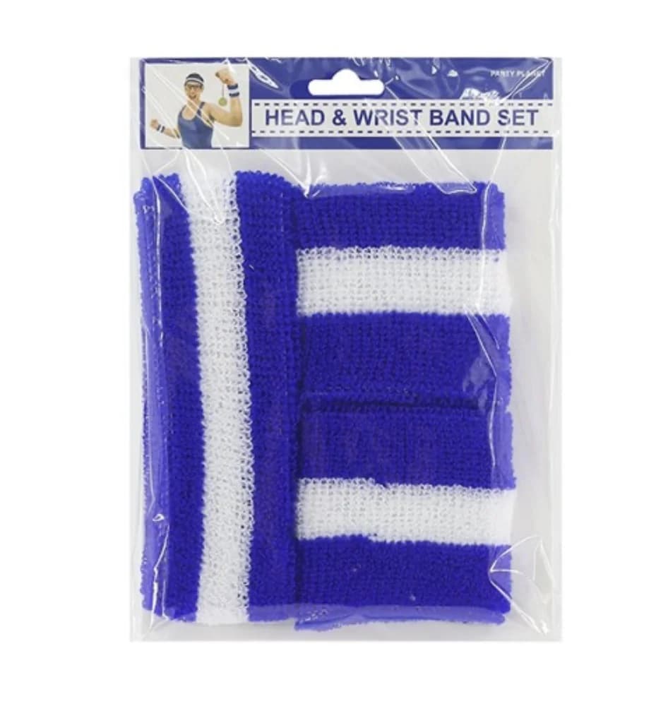 Blue Retro Headband and Wristband