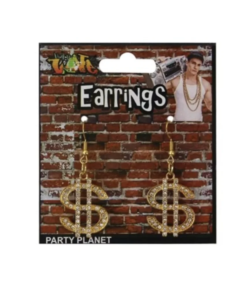 Dollar Sign Gold Earrings