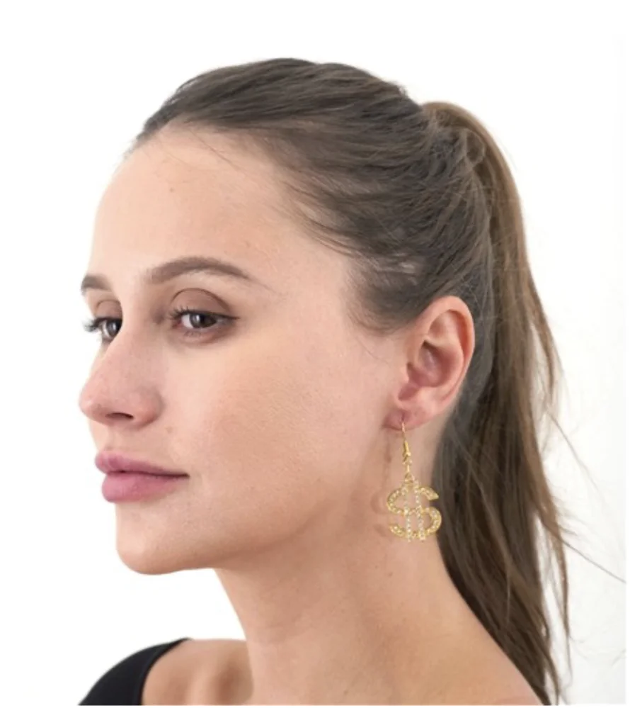 Dollar Sign Gold Earrings