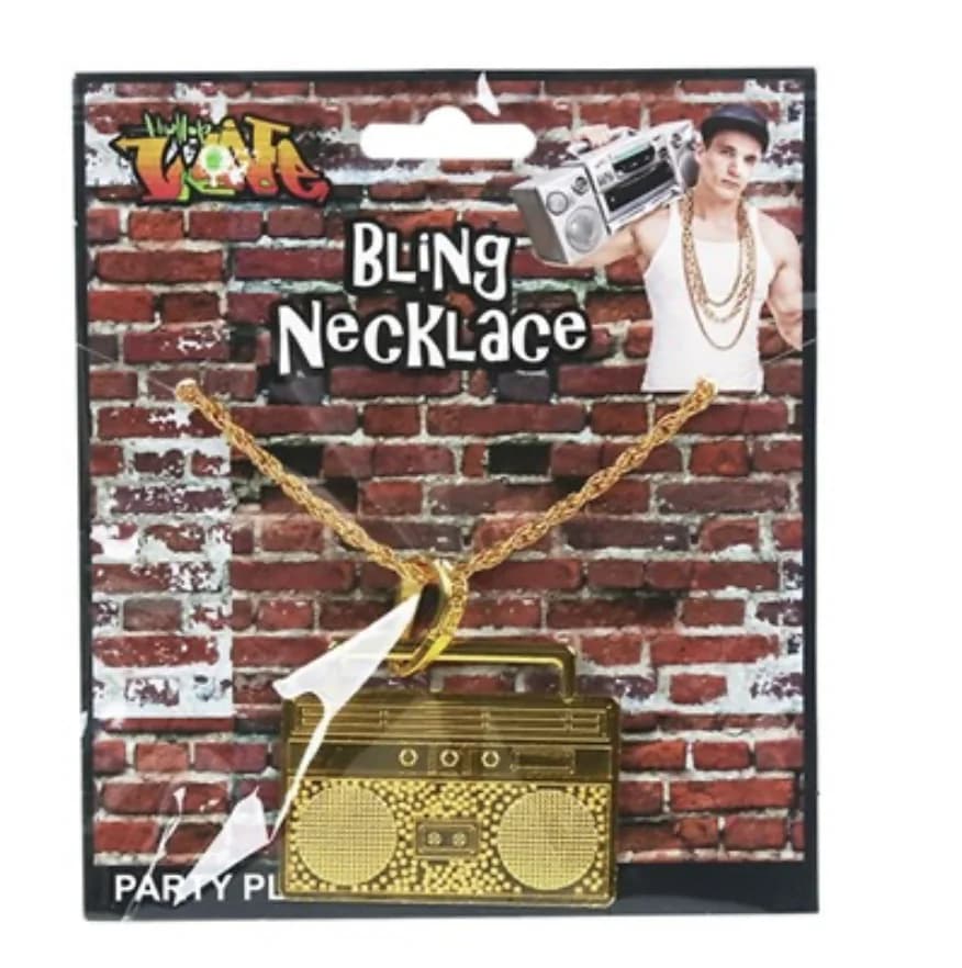 Ghetto Blaster Bling Gold Necklace