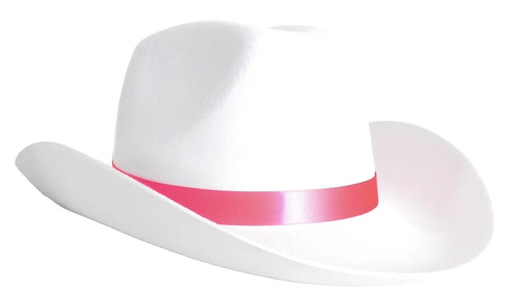 Cowboy Hat (White with pink band)