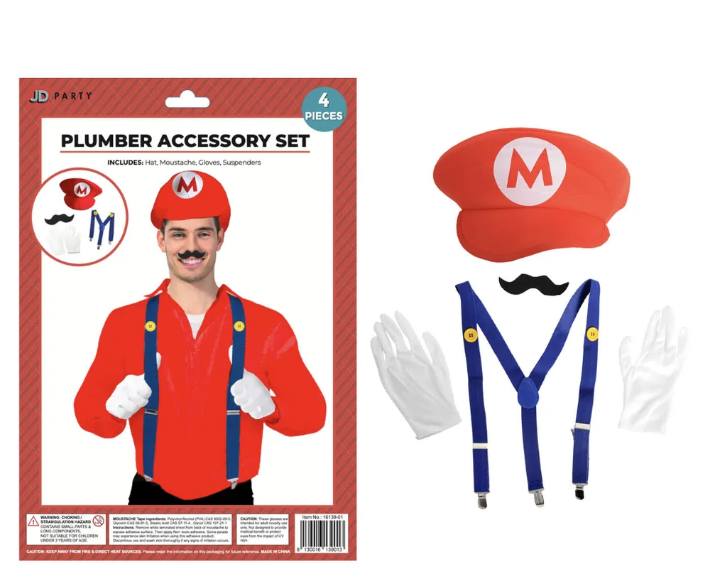 Adult Plumber Accessory Set (Red)