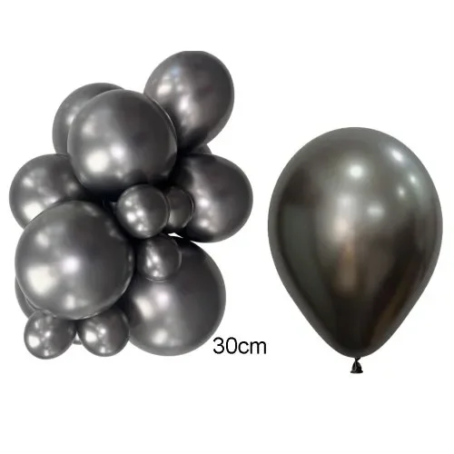 Silk Midnight Grey Balloons (30cm) – Pk50