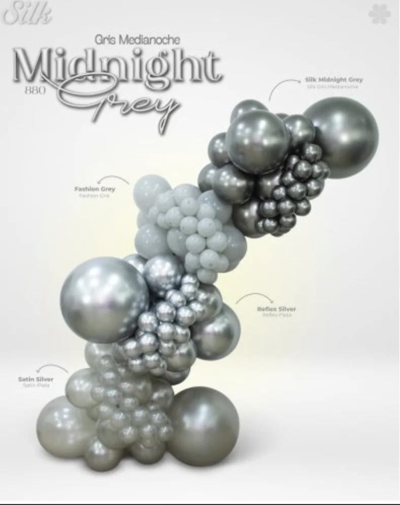 Silk Midnight Grey Balloon (46cm) -- Pk25
