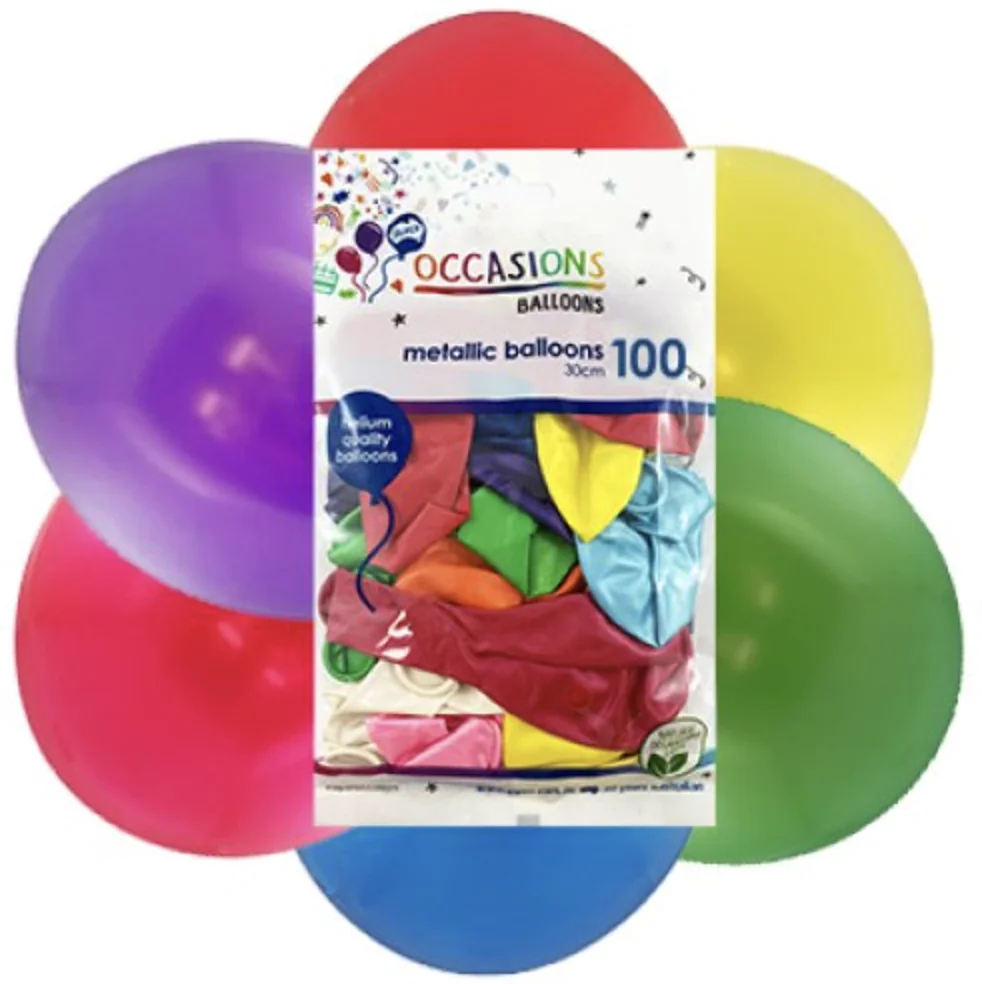 Assorted Metallic Balloons (30cm) – Pk100