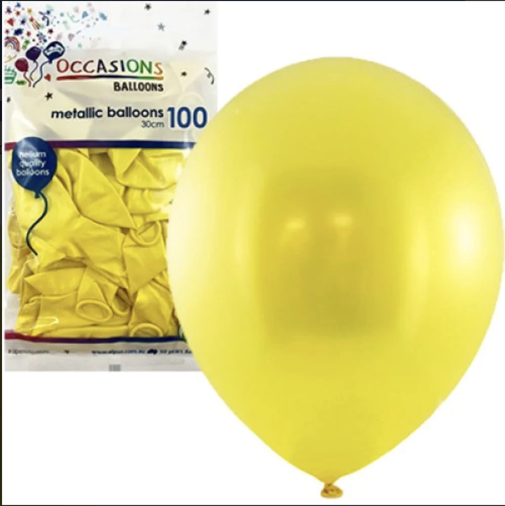 Yellow Metallic Balloon (30cm) –Pk100
