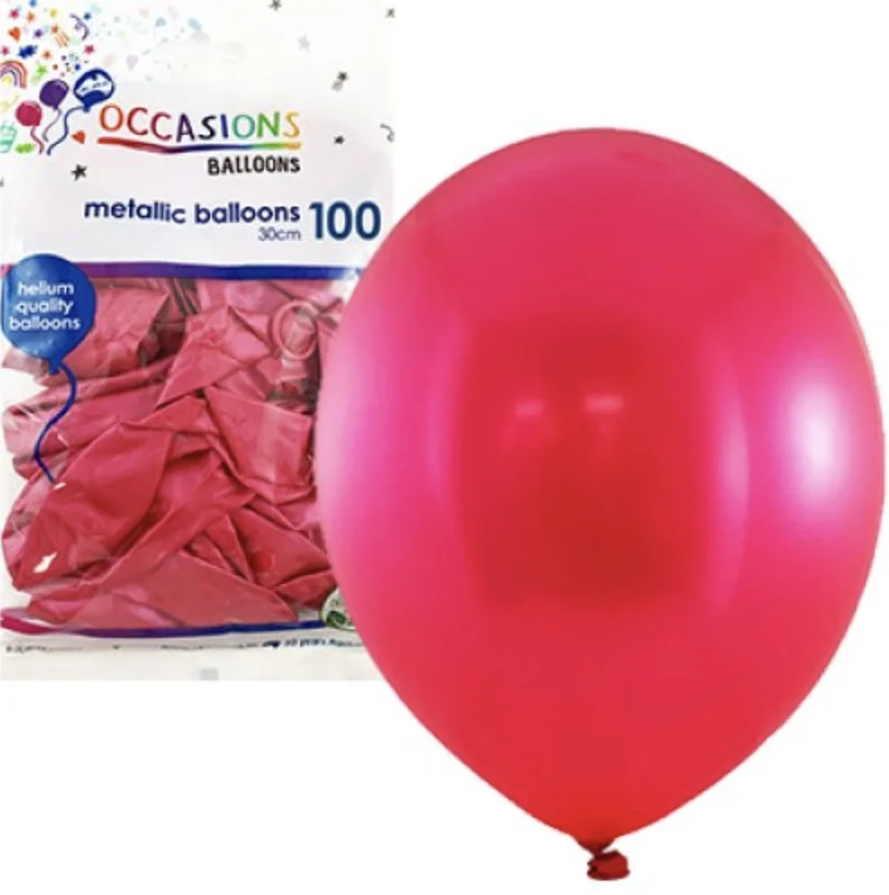 Fuchsia Metallic Balloons (30cm) - Pk100