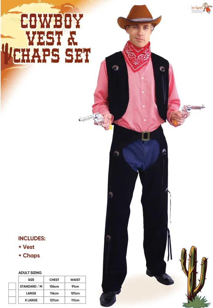 Cowboy Vest and Chaps Set Adult Costume