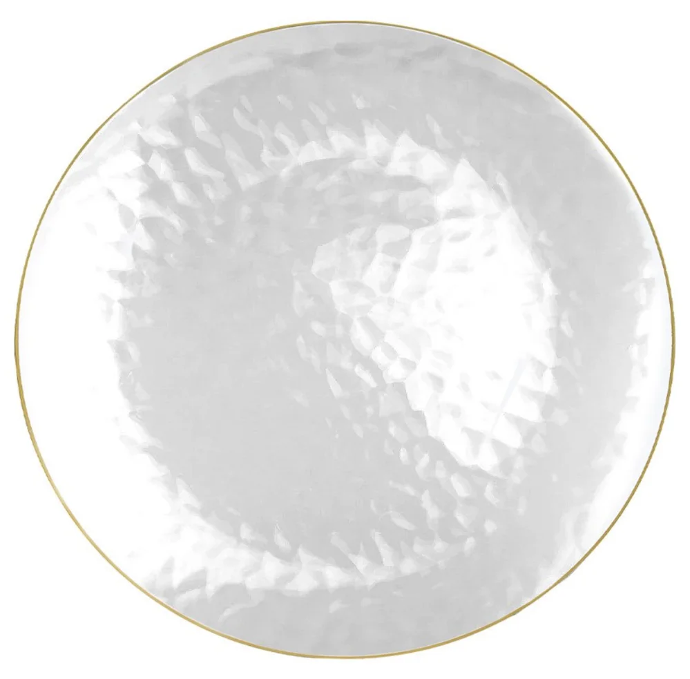 Clear Dimple Plate With Gold Rim (250mm) - Pk10
