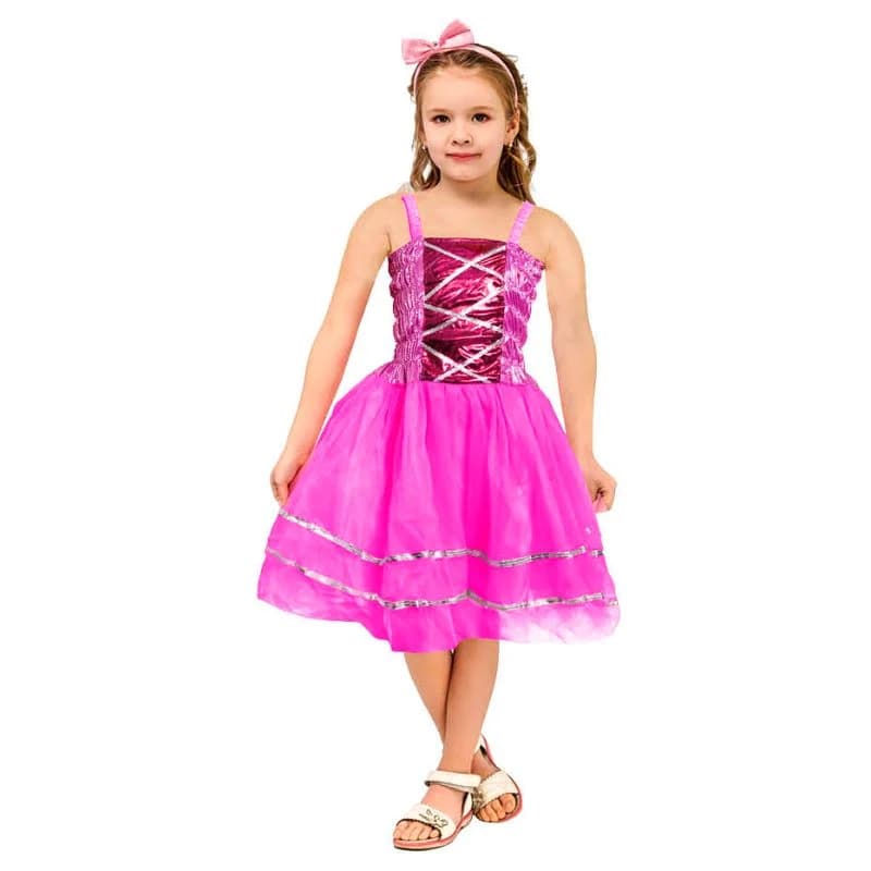 Kids Hot Pink Metallic Princess Dress