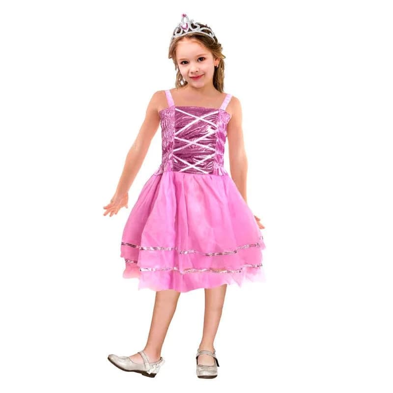 Kids Light Pink Metallic Princess Dress
