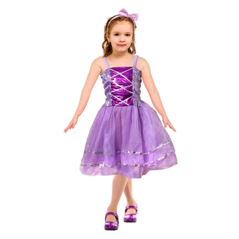 Kids Purple Metallic Princess Dress