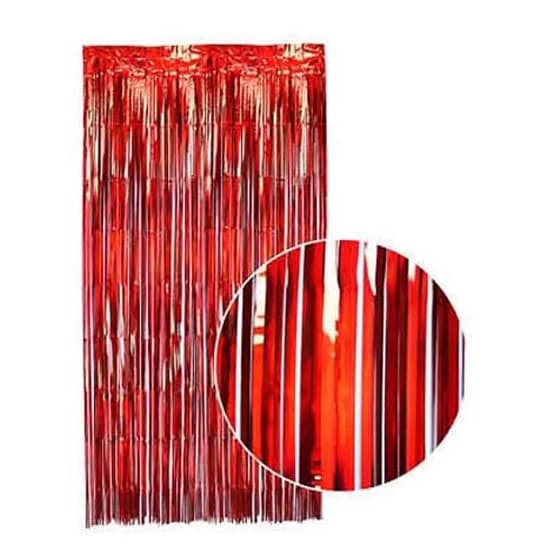 Red Iridescent Tinsel Curtain (1m x 2m)