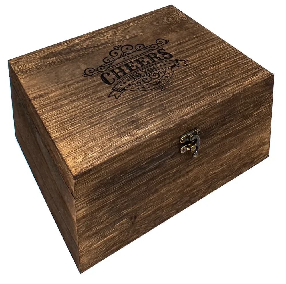 18th Birthday Premium Whisky Gift Set in Wooden Box (Glass, Coaster & Stones)