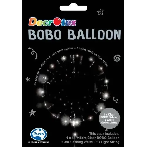 Decrotex BOBO Clear Balloon 18" with White LED String Lights