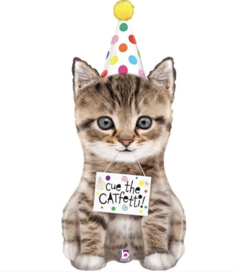 "Cue the Catfetti" Cat 41" Shaped Foil Balloon