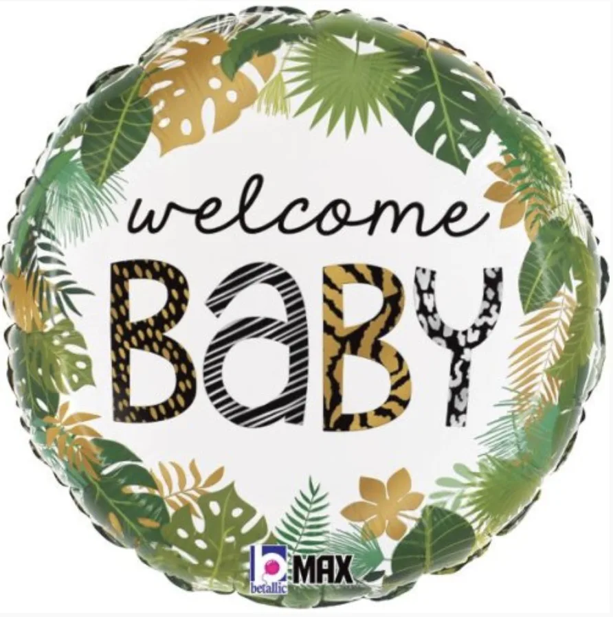 Jungle Welcome Baby 18" Round Foil Balloon