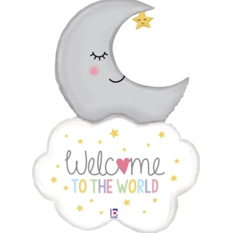 Welcome to the World Baby Moon 42" Shaped Foil Balloon