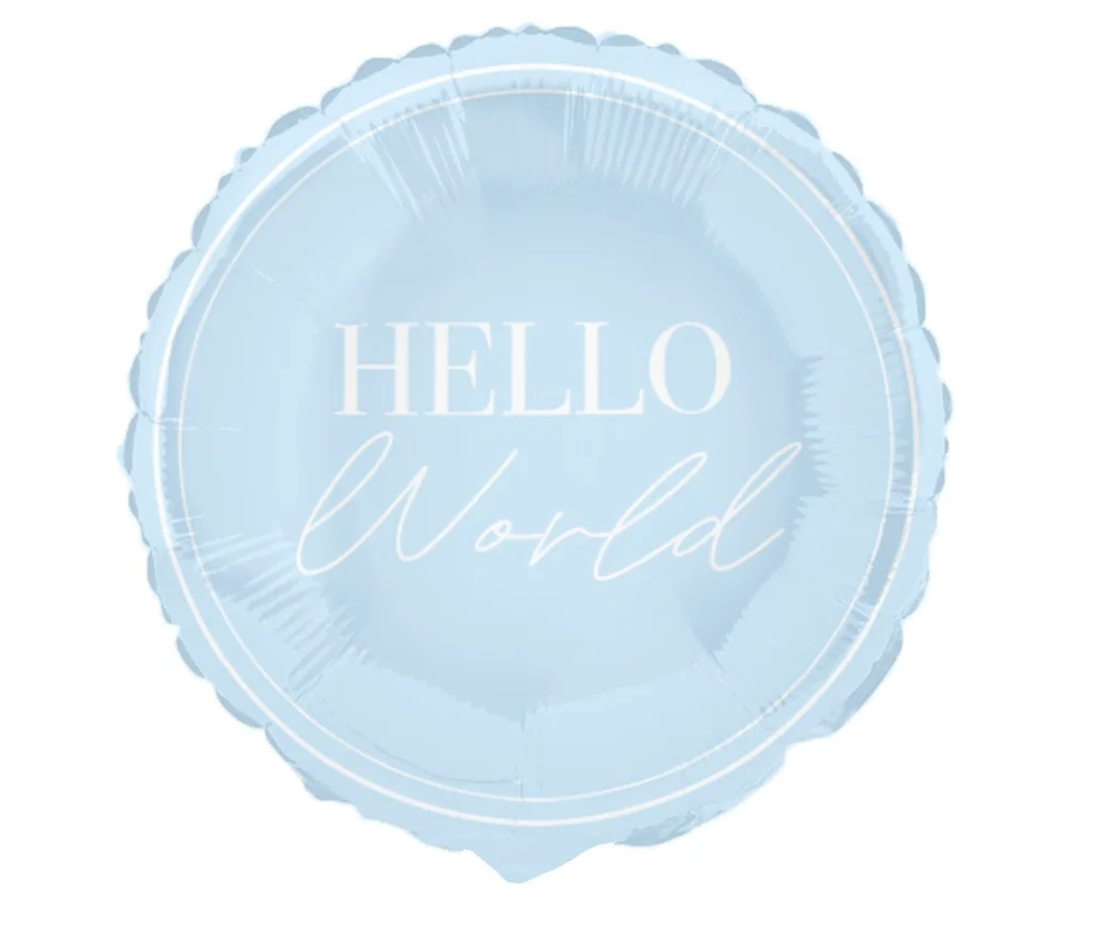 Blue Hello World Foil Balloon (23 cm)